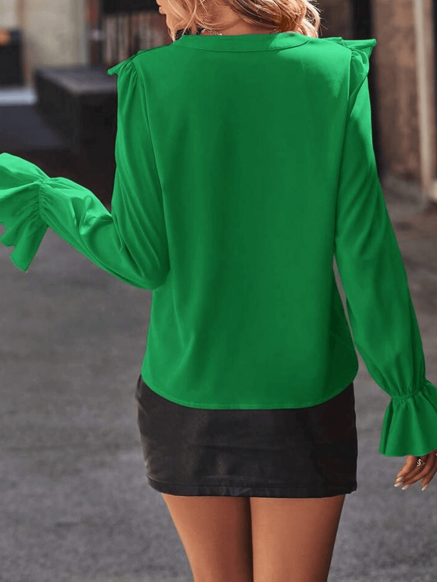 Women’s Button Blouse – Ruffle Detail Elegant Blouse – Vivienne