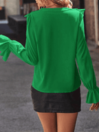 Women’s Button Blouse – Ruffle Detail Elegant Blouse – Vivienne