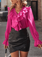 Women’s Button Blouse – Ruffle Detail Elegant Blouse – Vivienne