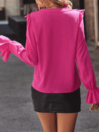 Women’s Button Blouse – Ruffle Detail Elegant Blouse – Vivienne