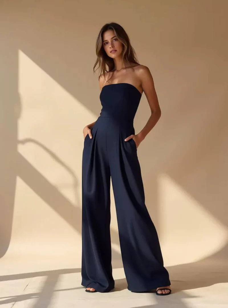 Women’s Strapless Jumpsuit – Loose Summer Casual Jumpsuit – Kayla