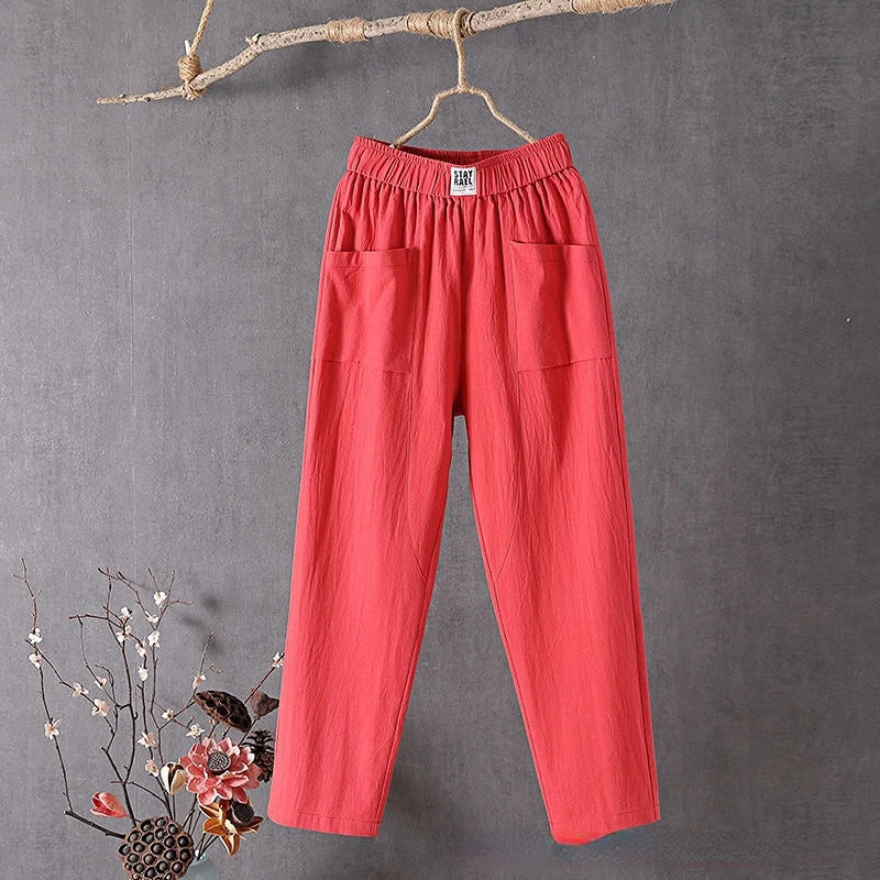 Women’s Pocket Casual Pants - Straight Leg Utility Trousers - Daniela