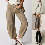 Women’s Mid Rise Baggy Jeans - Wide Leg Relaxed Denim - Hannel