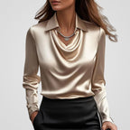 Women’s Work Blouse – Draped Neck Elegant Blouse