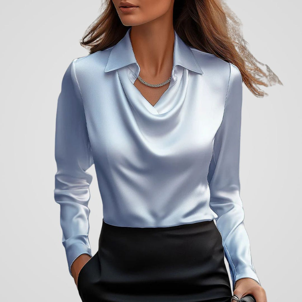 Women’s Work Blouse – Draped Neck Elegant Blouse