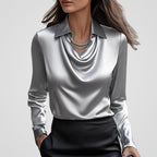 Women’s Work Blouse – Draped Neck Elegant Blouse