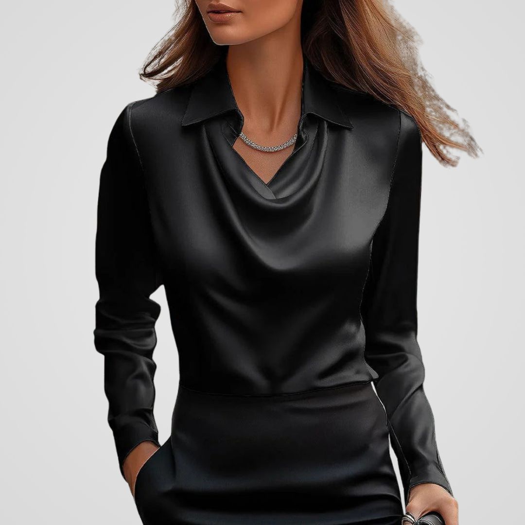 Women’s Work Blouse – Draped Neck Elegant Blouse