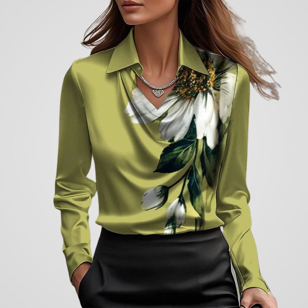 Women’s Work Blouse – Draped Neck Elegant Blouse