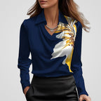 Women’s Work Blouse – Draped Neck Elegant Blouse