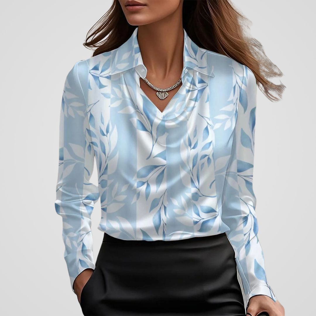 Women’s Work Blouse – Draped Neck Elegant Blouse