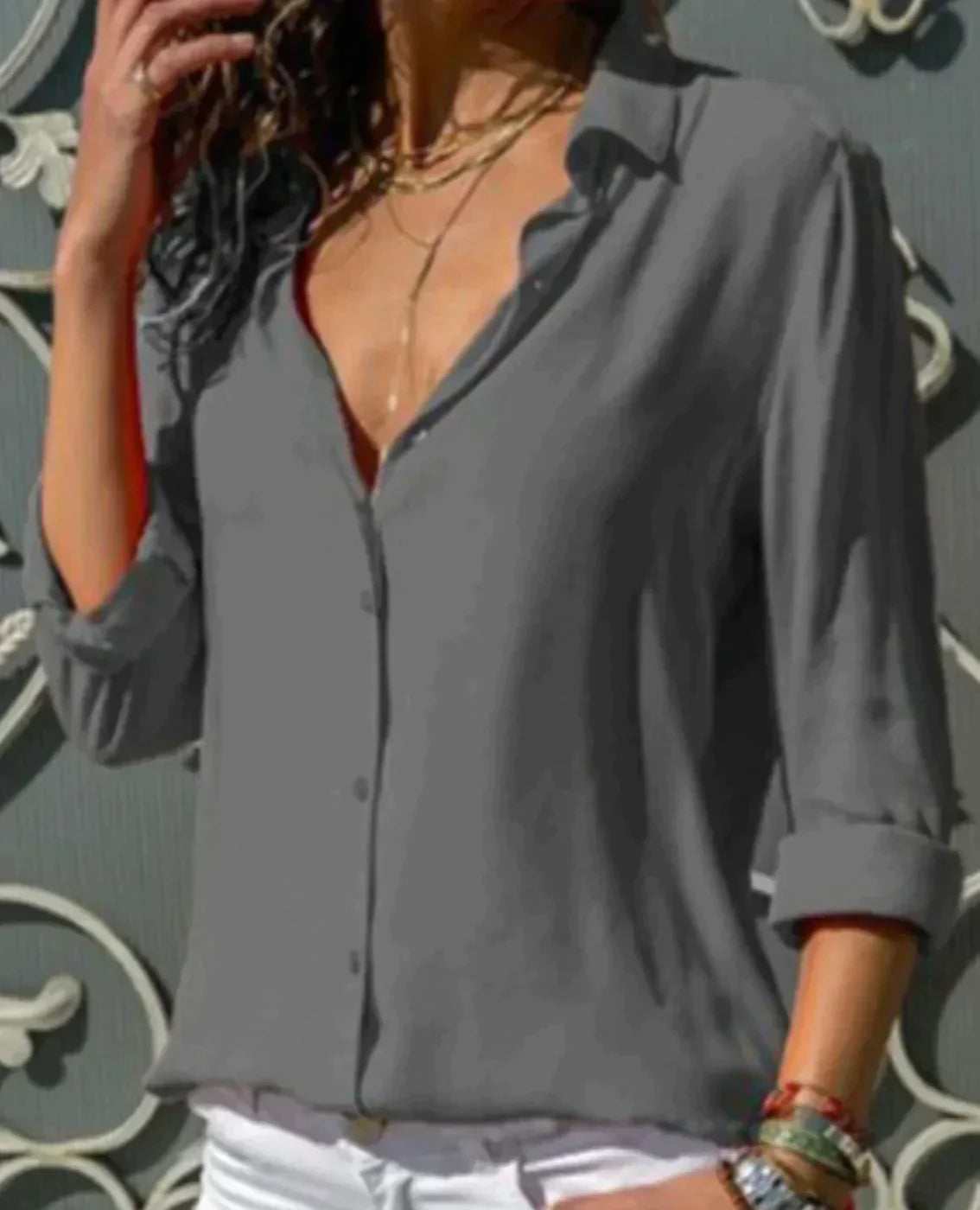 Women’s Satin-Style Blouse – Elegant Dressy Blouse – Kenna