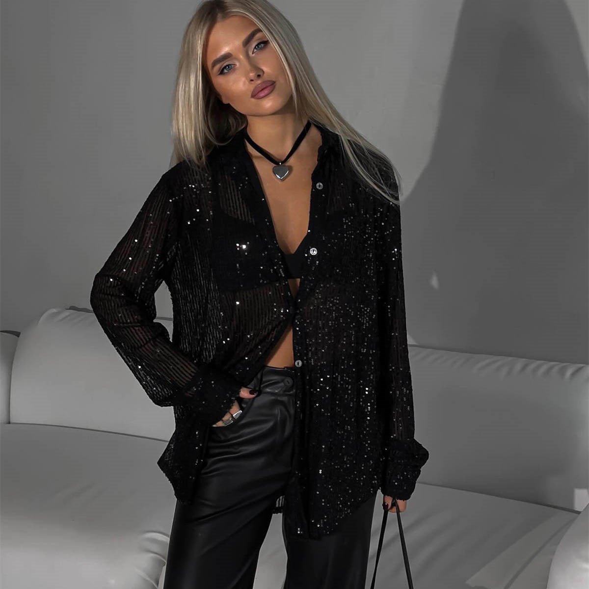 Women’s Plus Size Glitter Blouse – Elegant Party Blouse – Denise