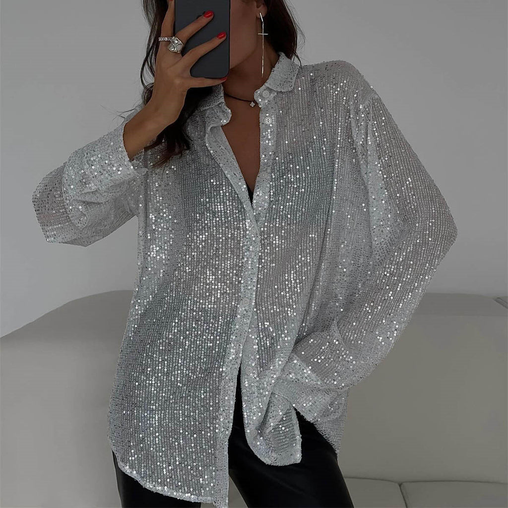 Women’s Plus Size Glitter Blouse – Elegant Party Blouse – Denise