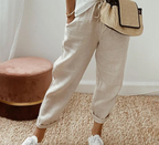 Women’s Drawstring Casual Pants - Cropped Straight Leg Trousers - CozyFlex