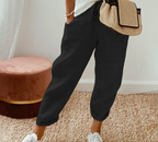 Women’s Drawstring Casual Pants - Cropped Straight Leg Trousers - CozyFlex