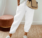 Women’s Drawstring Casual Pants - Cropped Straight Leg Trousers - CozyFlex