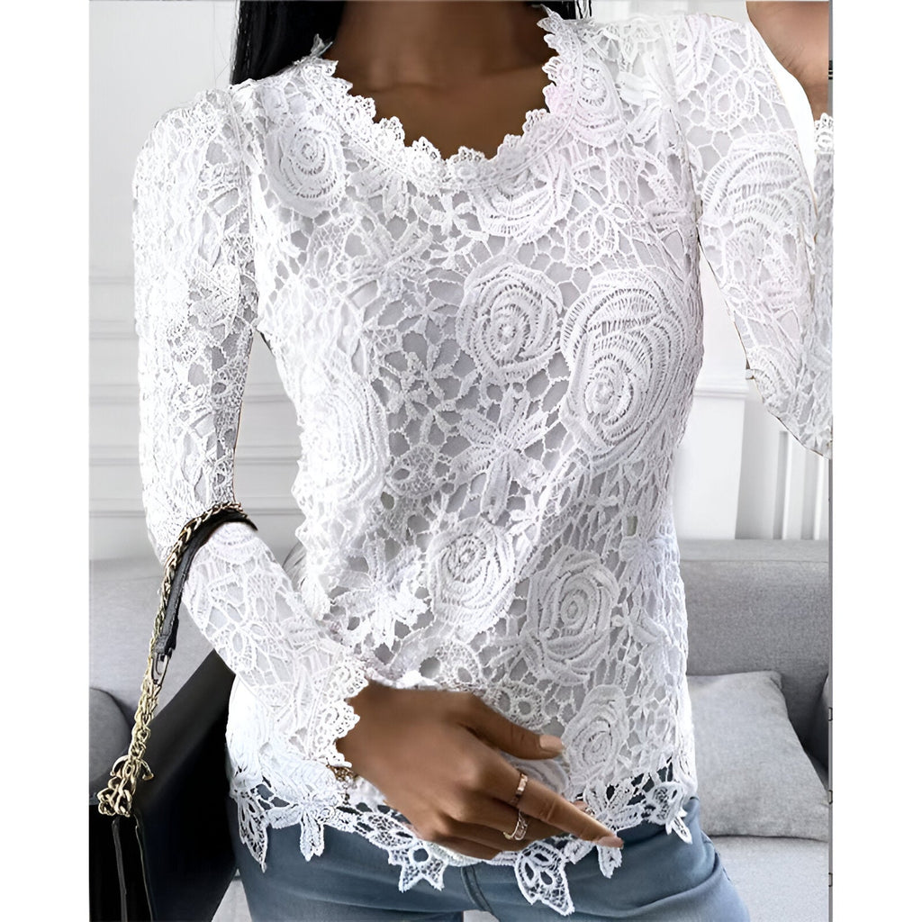 Women’s Lace Blouse – Long Sleeve Elegant Blouse – Clarisse