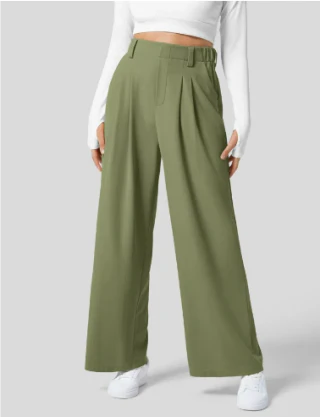 Women’s High Waist Wide Leg Pants - Relaxed Fit Casual Trousers - Lou