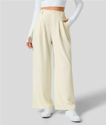 Women’s High Waist Wide Leg Pants - Relaxed Fit Casual Trousers - Lou