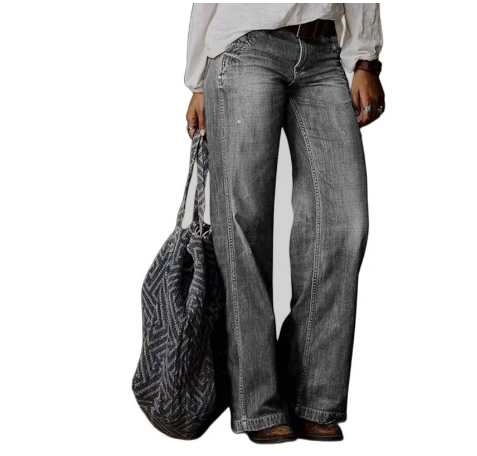 Women’s Vintage Baggy Jeans - High Waist Straight Leg Denim - Mariah