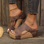 Women’s Stud Wedge Sandals - Glam Comfort Style - Lumi