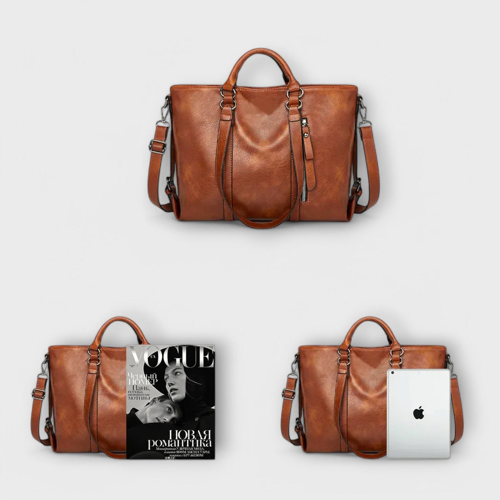 Women’s Large Leather Tote Bag - Spacious Everyday Work Bag - Olivia