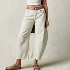 Women’s Mid Rise Baggy Jeans - Wide Leg Relaxed Denim - Hannel