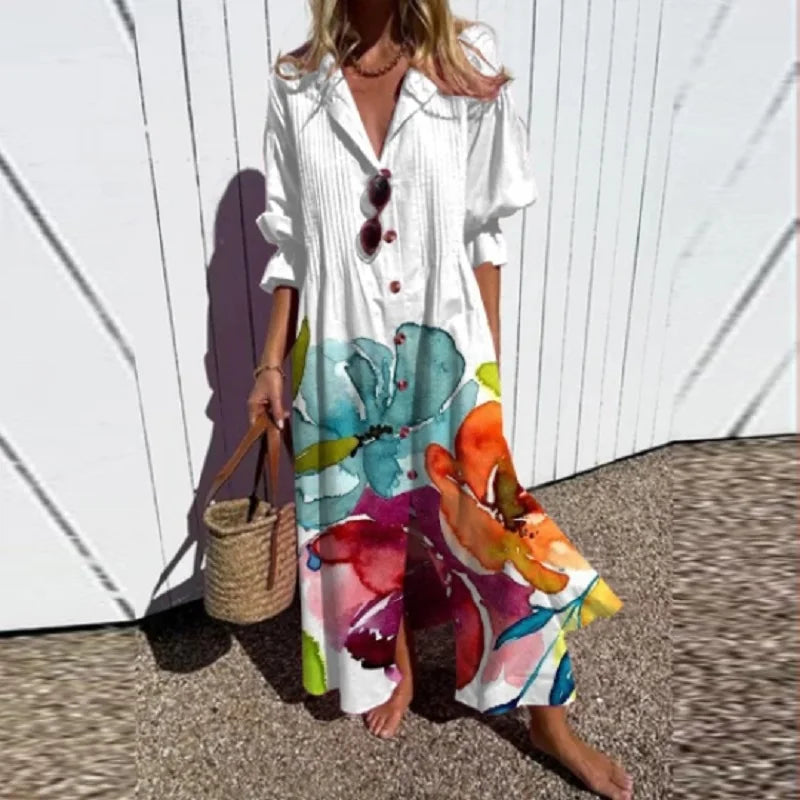 Women’s Boho Summer Dress – Flowy Lightweight Vacation Beach Dress – Fleuria