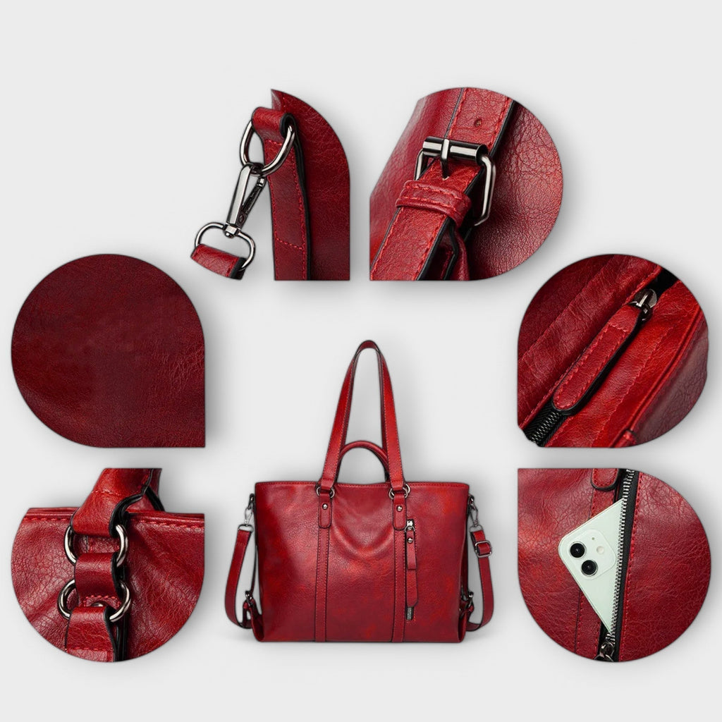 Women’s Large Leather Tote Bag - Spacious Everyday Work Bag - Olivia