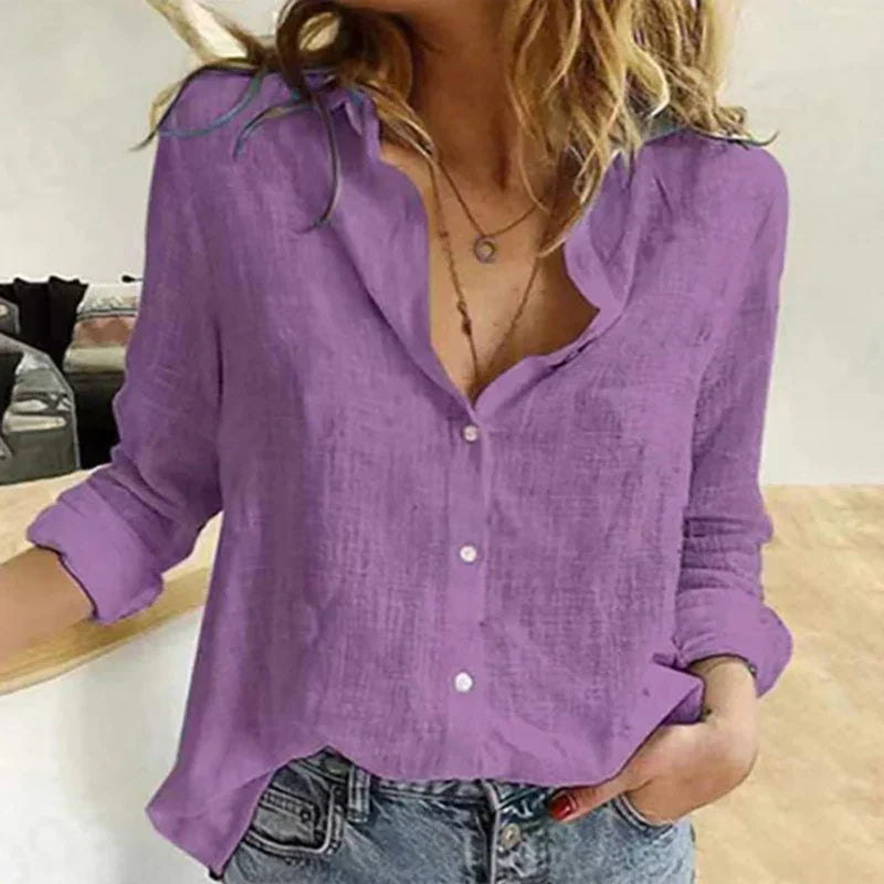 Women’s Long Sleeve Shirt – Casual Elegant Work Blouse – Allison