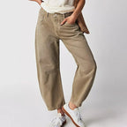 Women’s Mid Rise Baggy Jeans - Wide Leg Relaxed Denim - Hannel