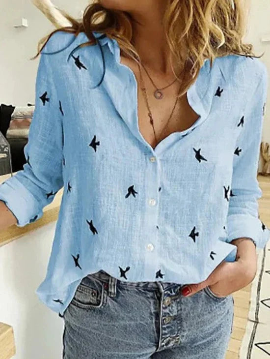 Women’s Long Sleeve Shirt – Casual Elegant Work Blouse – Allison