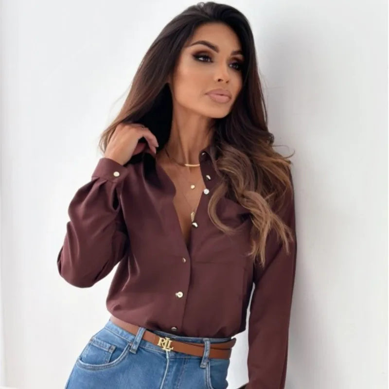 Women’s Long Sleeve Blouse – Lightweight Elegant Blouse – Lunéa