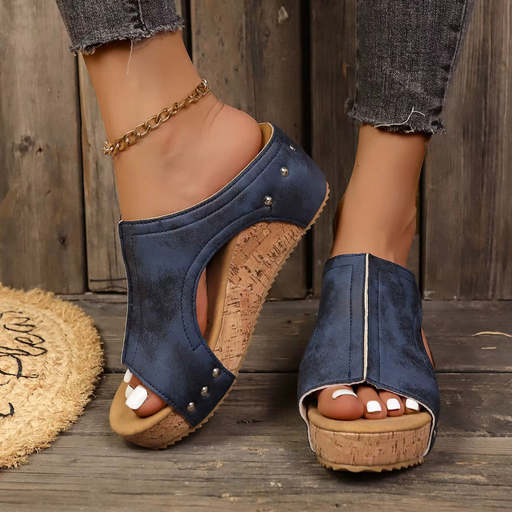 Women’s Stud Wedge Sandals - Glam Comfort Style - Lumi