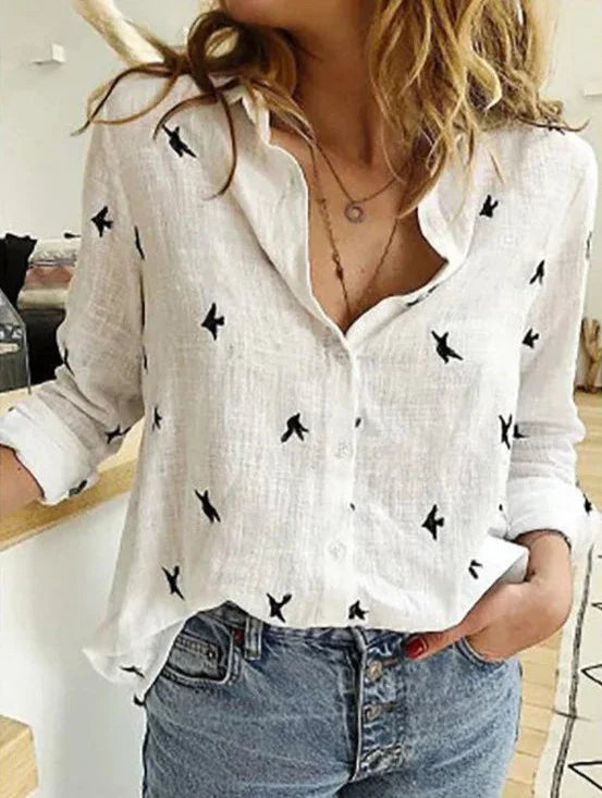 Women’s Long Sleeve Shirt – Casual Elegant Work Blouse – Allison