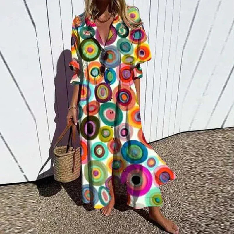 Women’s Boho Summer Dress – Flowy Lightweight Vacation Beach Dress – Fleuria