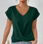 Women’s V-Neck Blouse – Short Sleeve Casual Blouse – Rachel