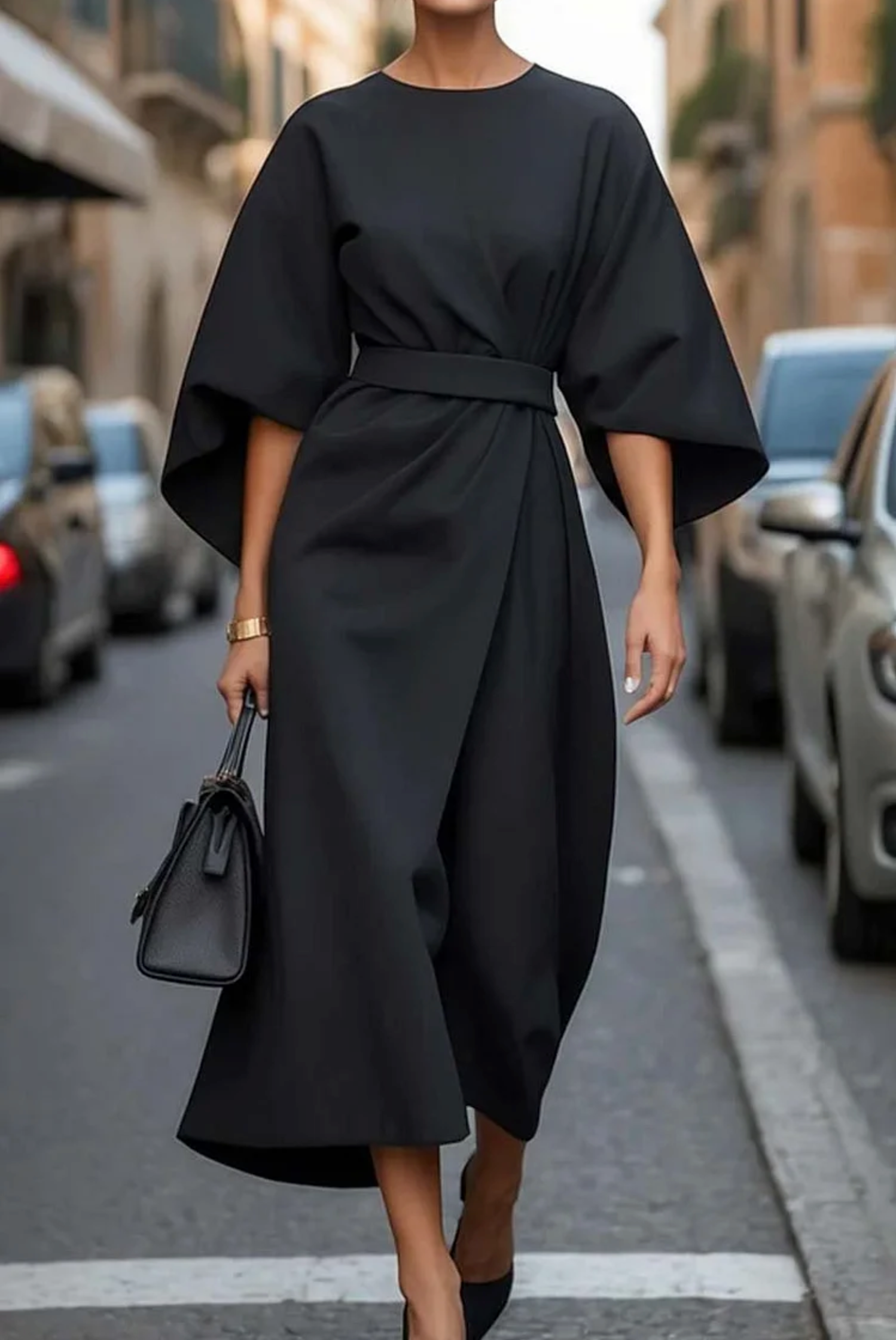 Louise | Lantern Sleeve Midi Dress
