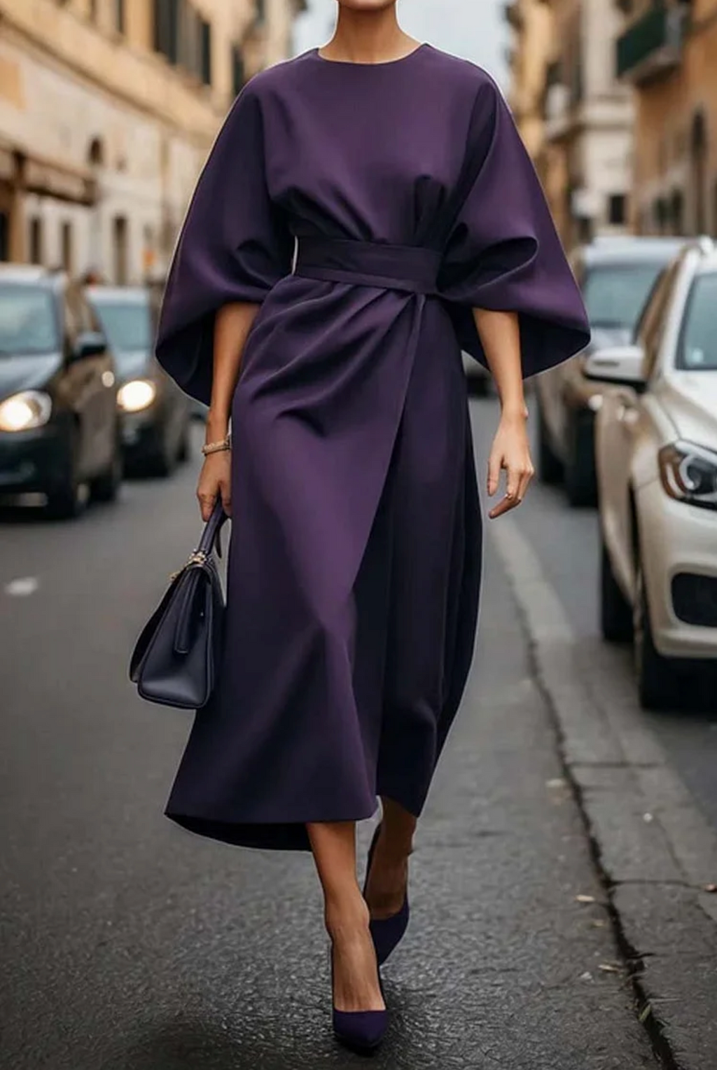 Louise | Lantern Sleeve Midi Dress