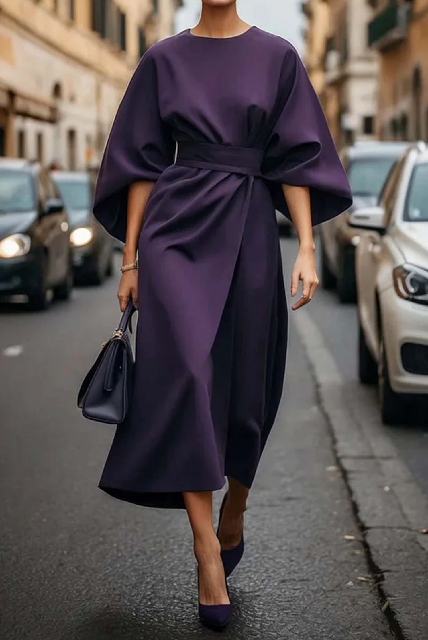 Louise | Lantern Sleeve Midi Dress
