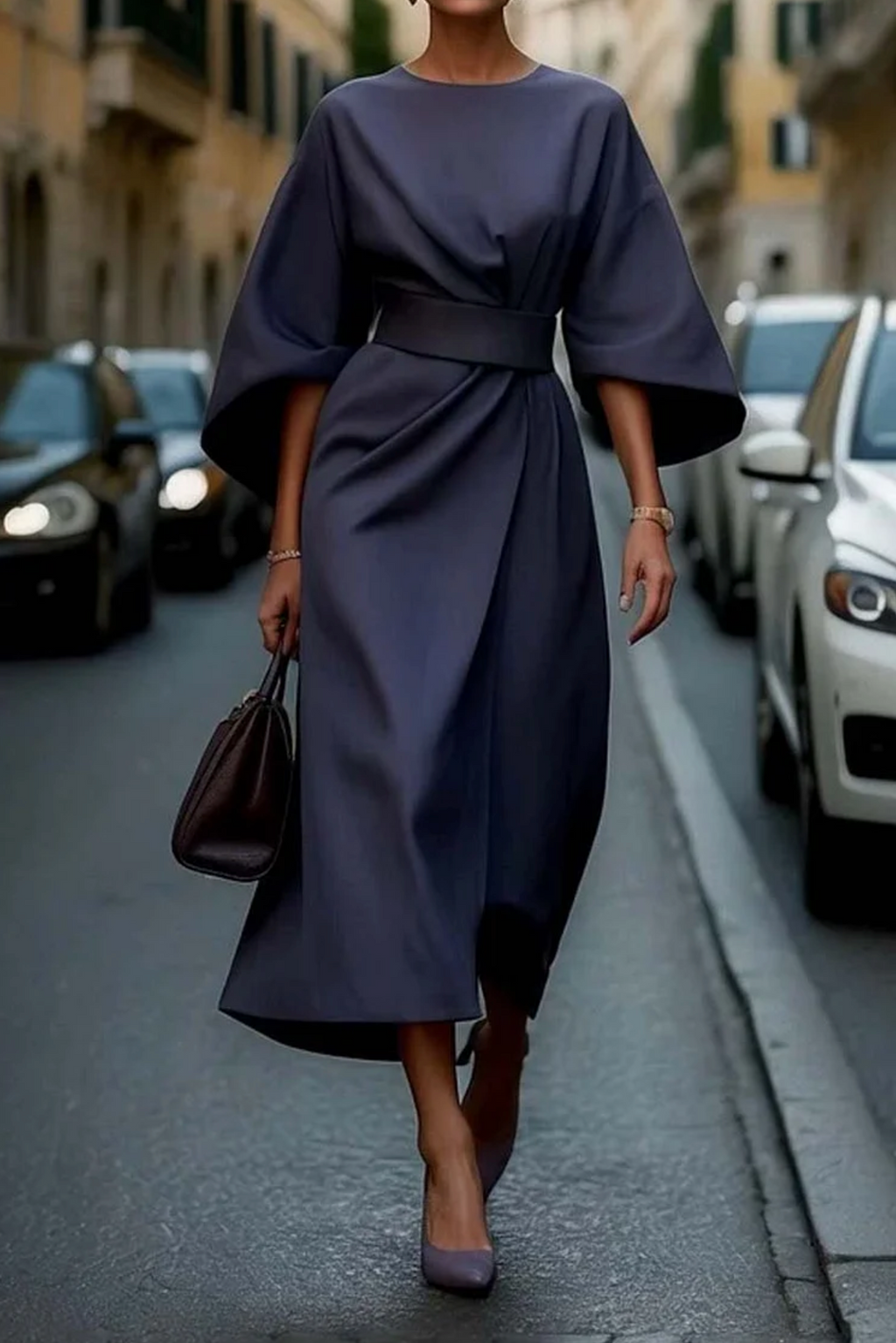 Louise | Lantern Sleeve Midi Dress