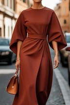 Louise | Lantern Sleeve Midi Dress