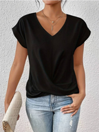 Women’s V-Neck Blouse – Draped Casual Blouse – Elin