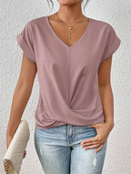 Women’s V-Neck Blouse – Draped Casual Blouse – Elin