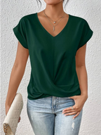 Women’s V-Neck Blouse – Draped Casual Blouse – Elin
