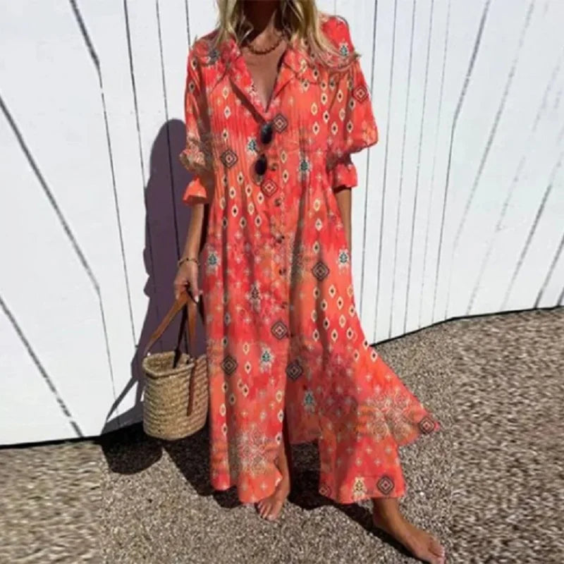 Women’s Boho Summer Dress – Flowy Lightweight Vacation Beach Dress – Fleuria