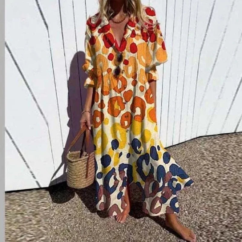 Women’s Boho Summer Dress – Flowy Lightweight Vacation Beach Dress – Fleuria