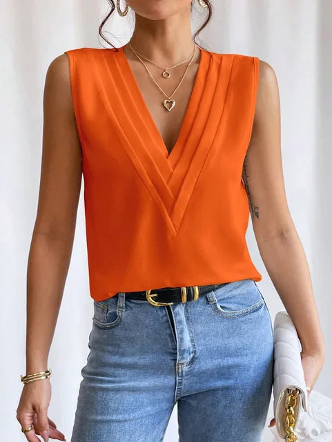 Women’s Sleeveless Blouse – Elegant Summer Casual Blouse – Lily