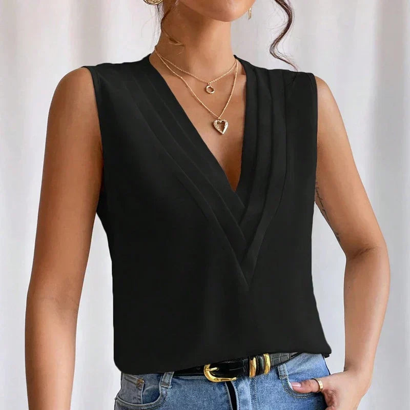 Women’s Sleeveless Blouse – Elegant Summer Casual Blouse – Lily