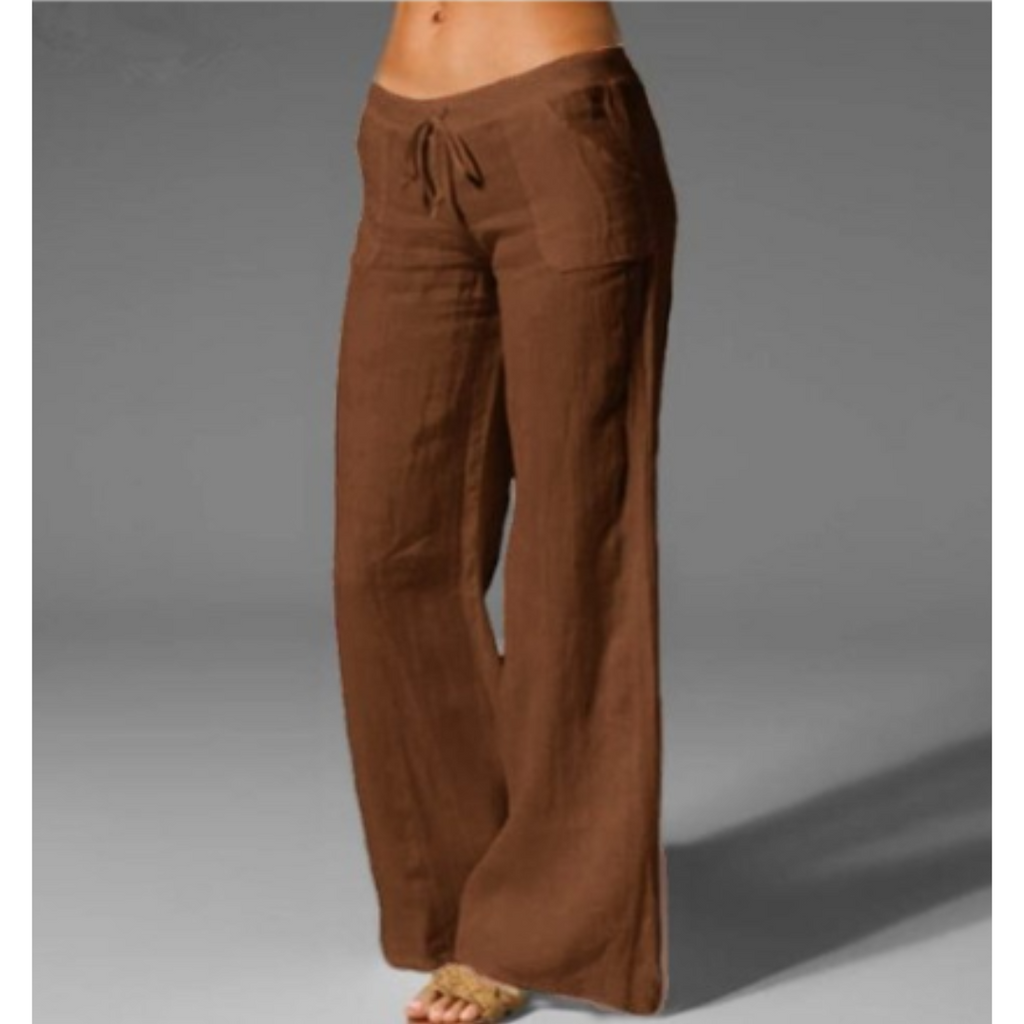 Women’s Drawstring Wide Leg Pants - Lightweight Summer Trousers - Eudora